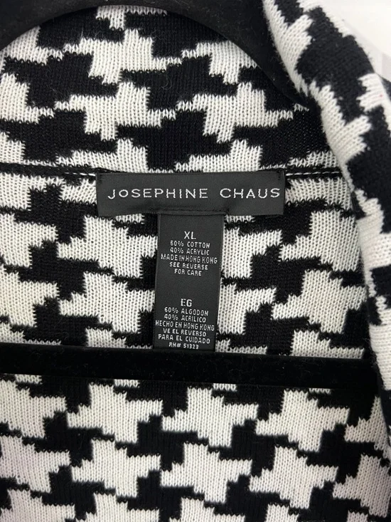 Josephine Chaus Black & White Houndstooth Open Cardigan Sweater - Picture 2 of 5